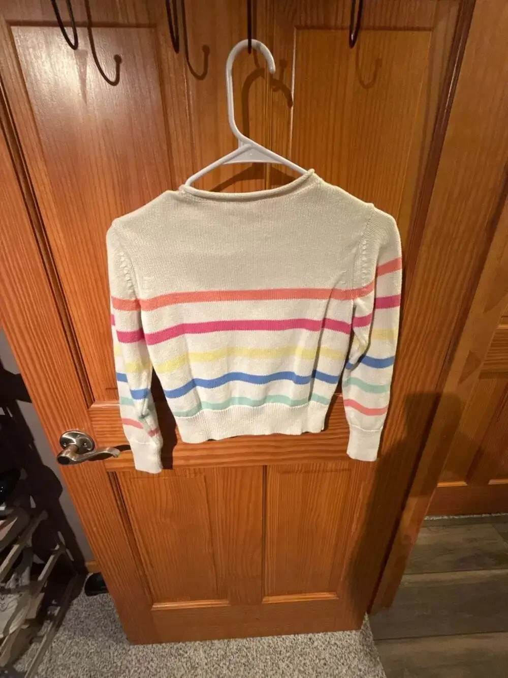 Gap Kids Cream Multi-Color Striped Long Sleeve Crewneck Sweater